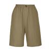 bawilom Cotton Linen Shorts for Women Loose Fit Knee Length Bermuda Shorts Casual Wide Leg Elastic Waist Workout Short+s Khaki view 4