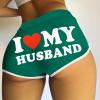 2024 I Love My Husband Booty Shorts Womens Sexy 3" Elastic High Waist Yoga Biker Shorts Soft Spandex Dance Sport Workout Hot Pants Butt Lifting Leggings Funny Casual Athletic Bottoms view 2
