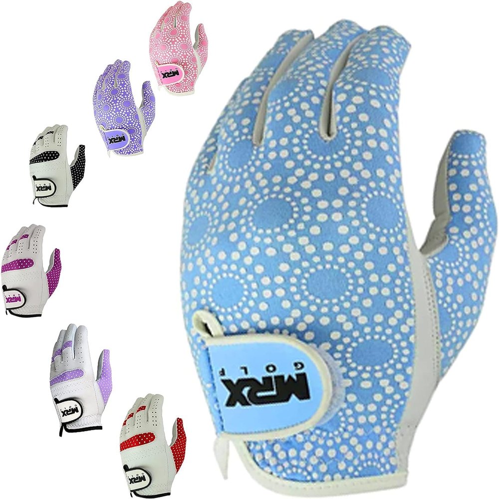 MRX Women Golf Glove Right Handed Golf Gloves Sweat Resistant Soft Cabretta Leather Regular Fit Women Golfer Glove Sky Blue