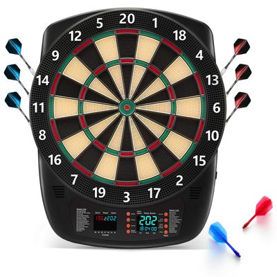 Sydora Electronic Dartboard Set with Colorful LED Displays, Soft Tip Cricket Dart Board AC & Batteries - Including 6 Darts, 130 Tips,6 Integrated Dart Tail, 2.5m Extended Power Adapter