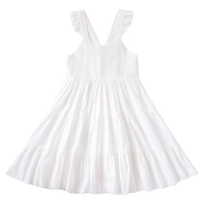 ALINTU Baby Girls Dress Sleeveless Princess Beach Ruffle Sundress, White 18-24 Months