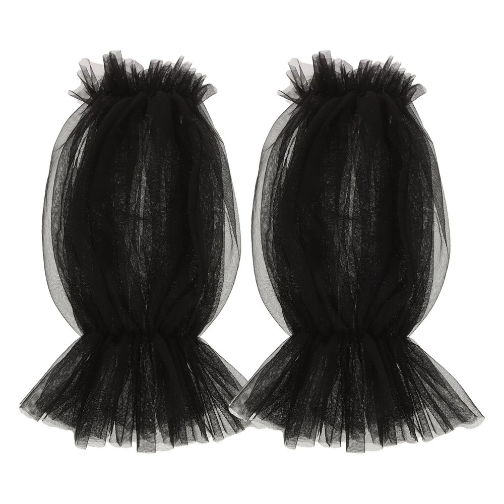 WOFASHPURET 1 Pair Removable Puff Sleeves for Wedding Dress Tulle Detachable Sleeves Add On Wedding Gift Bridal Accessories Black, 37.00X16.00X16.00CM