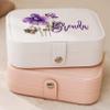 Custom Jewelry Box, Birth Flower Jewelry Storage Box, Travel Jewelry Case, Mother's Day Gifts, Bridesmaids Gifts, Bridal Party Favors (Birth Flower 1) view 2