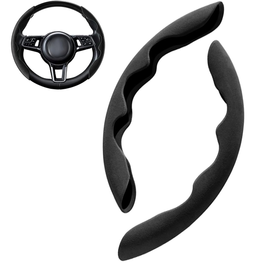 LADKHSNV Suede Car Steering Wheel Cover Compatible with Toyota Sequoia Sienna Supra Tacoma Tundra Venza Yaris Exclusive Private Custom-Made (Color : Black, Size : Venza)