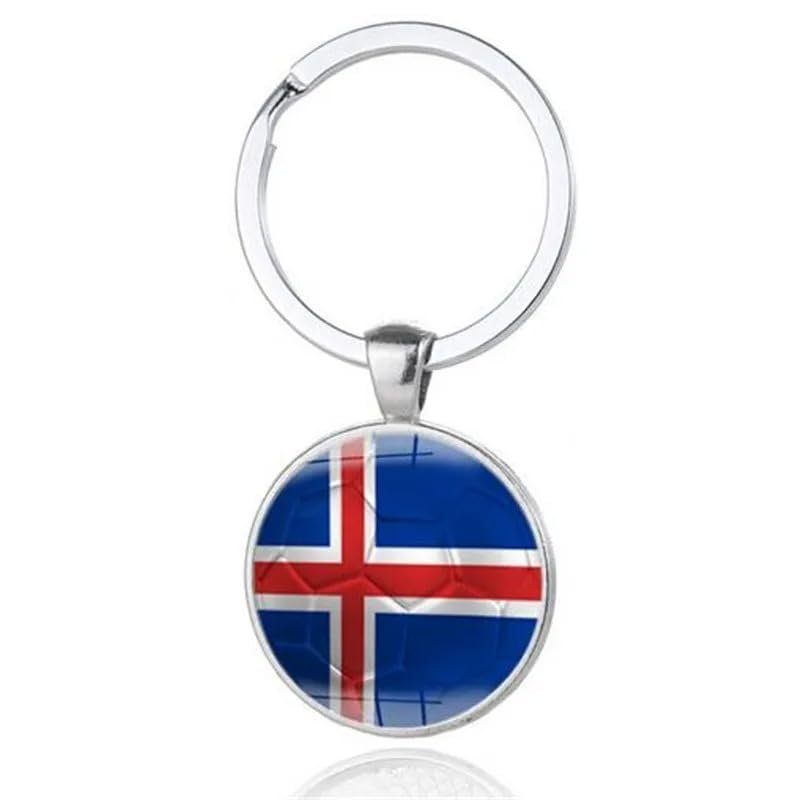 Art Attack Icelandic Flag Soccer Keychain, Iceland Our Boys National Football Team Accessories History Party Favor Fan Car Key Chain Ring Pendant Charm (Silver)