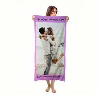 Le'qu bay Personalised Beach Towel with Picture, Text. Custom Personalized Beach Towels for Adults, Quick Drying Beach Towel, Gift for Lovers, Beach Essentials, Large Beach Towel. (2 Photo_1)