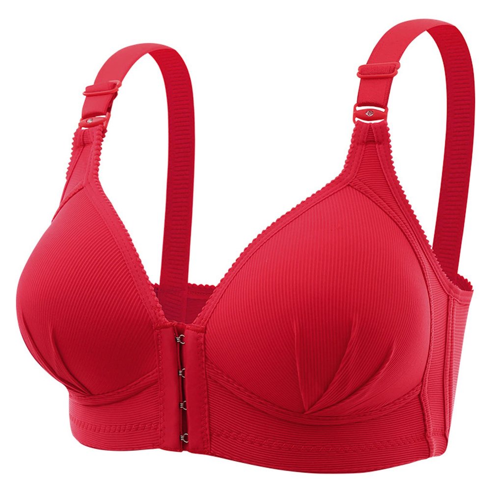Akklian Front Closure Bra Push up Gathering Bra Strecth Comfort Brassiere Ladies Everyday Bras Fashion Shaping Bras for Women Red
