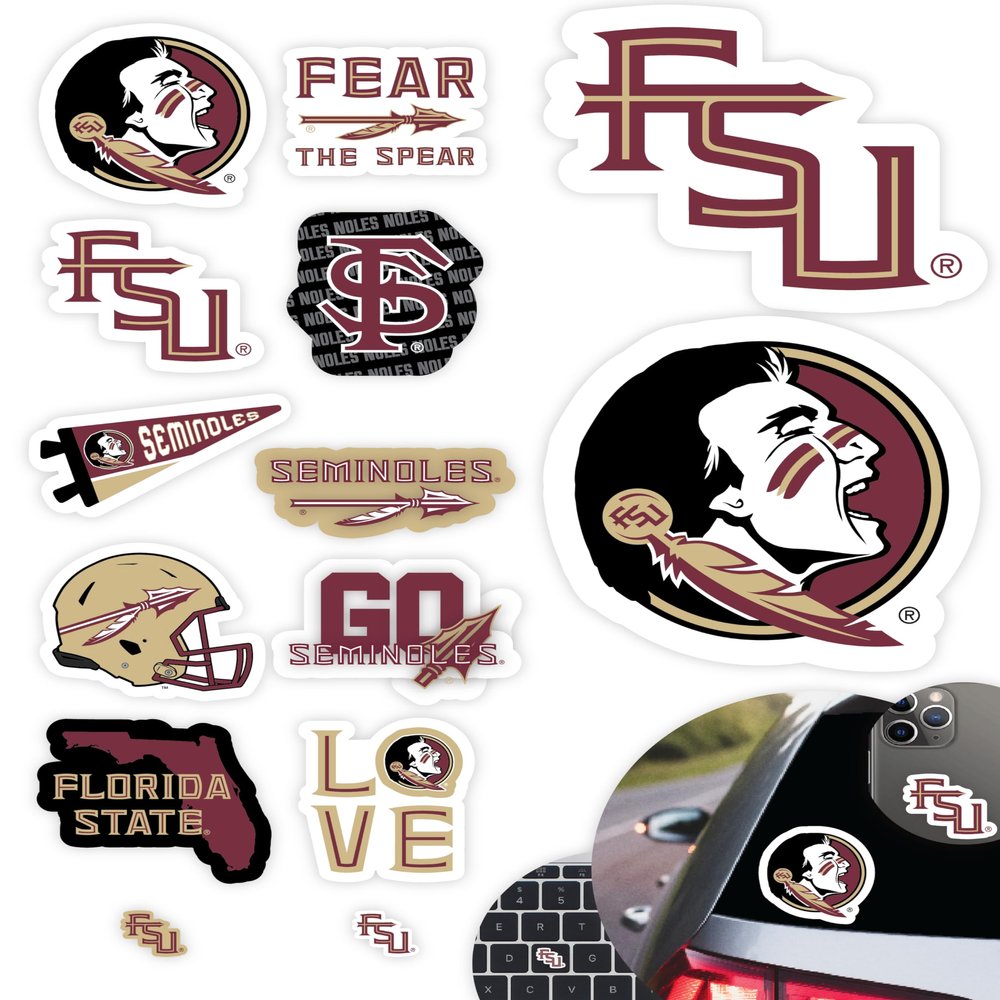 FSU Stickers for Gift, Car, Water Bottle, Laptop, and Phone for Seminole Football Fans and University Graduates (Florida State Seminoles)