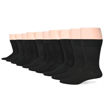 No nonsense Men's Cotton Crew Socks, Black - 10 Pair Pack, 6-12
