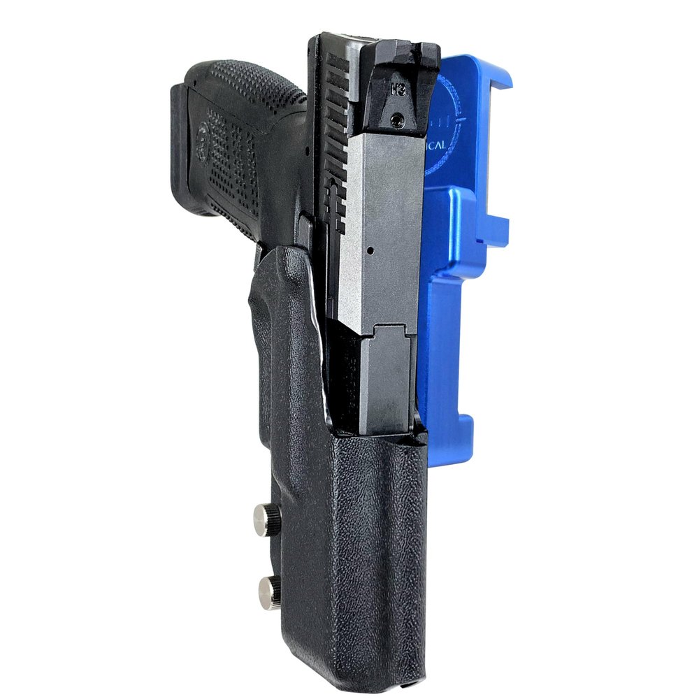 Maxtor Tactical Alloy Competition Holster OWB Fits CZ P-10 C (Blue - Black, Right Handed) Outside The Waistband Carry Gun Holster Kydex American Made OWB Aluminum Belt Attachment