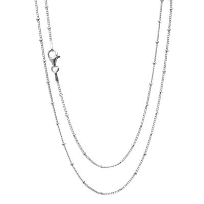 VN Jewelry Women's Silver Beads Necklace | 925 Silver Italian Chain Layered Stacking Necklace Curb Ball Chain Necklace for Women 16" 18" 19" 20" 21" 22" 24" in (24 In)