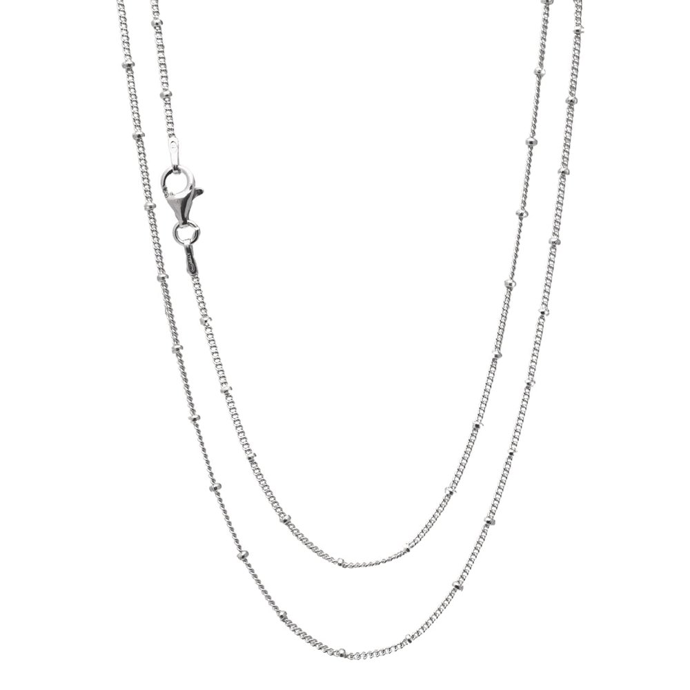 VN Jewelry Women's Silver Beads Necklace | 925 Silver Italian Chain Layered Stacking Necklace Curb Ball Chain Necklace for Women 16" 18" 19" 20" 21" 22" 24" in (24 In)