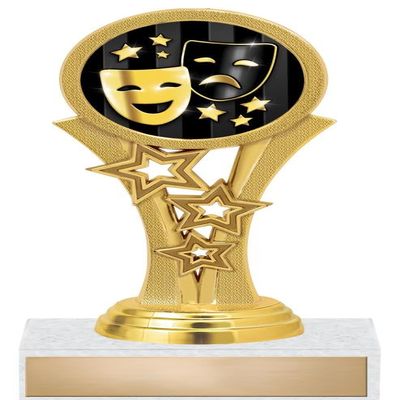 Crown Awards Personalized 6.25" Drama Theater Masks Shadow Gold Starbeam Trophy 20 Pack