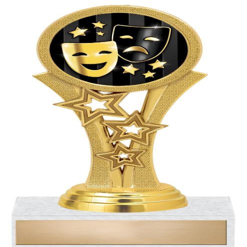 Crown Awards Personalized 6.25" Drama Theater Masks Shadow Gold Starbeam Trophy 20 Pack