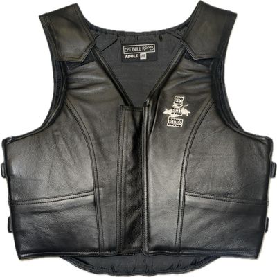 EPT Leather Bull Riding Vest v2.0 - Black Leather EPT Brand - Adult Sizes (Large)