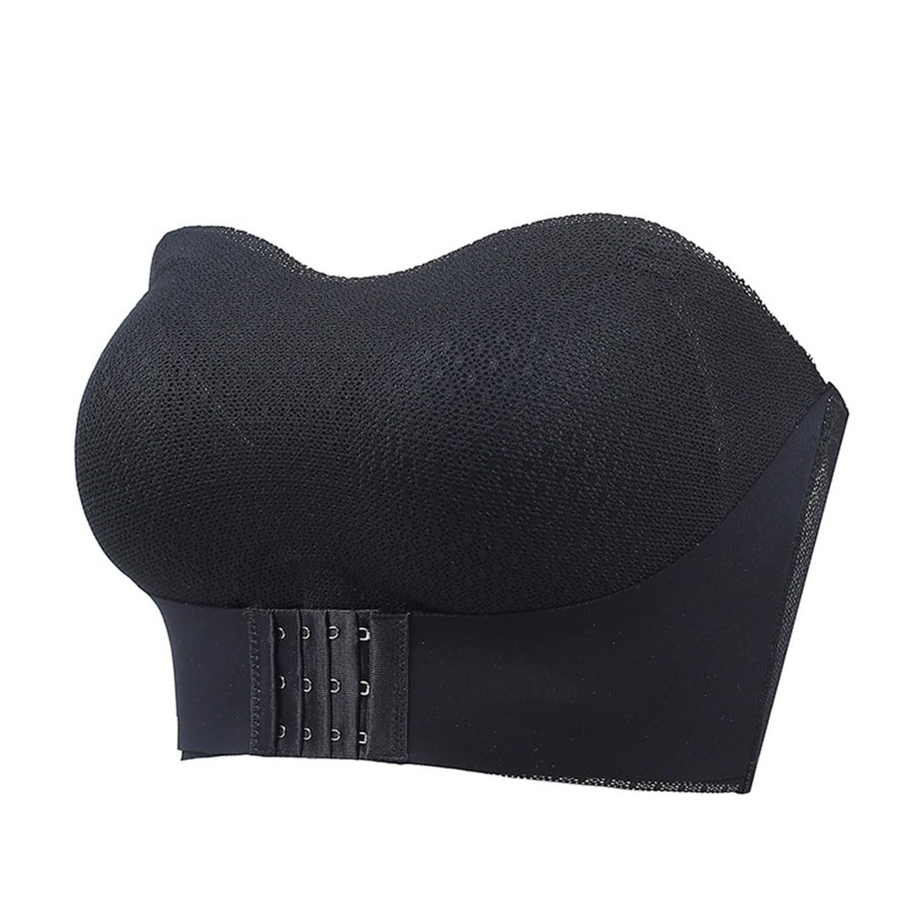 Akklian Women Strapless Bra Push up Bandeau Bra Front Closure Wirefree Tube Top Bralettes High Support Shaping Bras Breathable Black