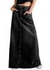 chouyatou Women's Vintage A-Line Frayed Maxi Denim Skirt Distressed High Waist Long Jean Skirt (Small, Black) view 1