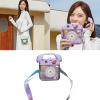 sgmedila 400ML Creative Retro Phone Shaped Water Bottle With Adjustable Shoulder Strap Leak Proof Drinking Water Bottle With 3D Stickers Suitable For Outdoor Travel And Sports (Purple) view 3