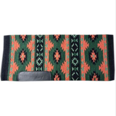 EQUESTRIAN UNIVERSE New Zealand Wool Western Saddle Blanket for Horse Wicking Contoured Back Protection Horse Riding Saddle Pad, Comfort All Purpose Equine Saddle Blanket (42x32 Inch, Peach and Green)