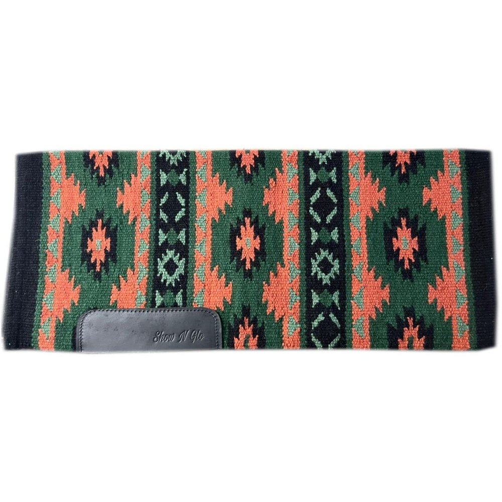 EQUESTRIAN UNIVERSE New Zealand Wool Western Saddle Blanket for Horse Wicking Contoured Back Protection Horse Riding Saddle Pad, Comfort All Purpose Equine Saddle Blanket (42x32 Inch, Peach and Green)