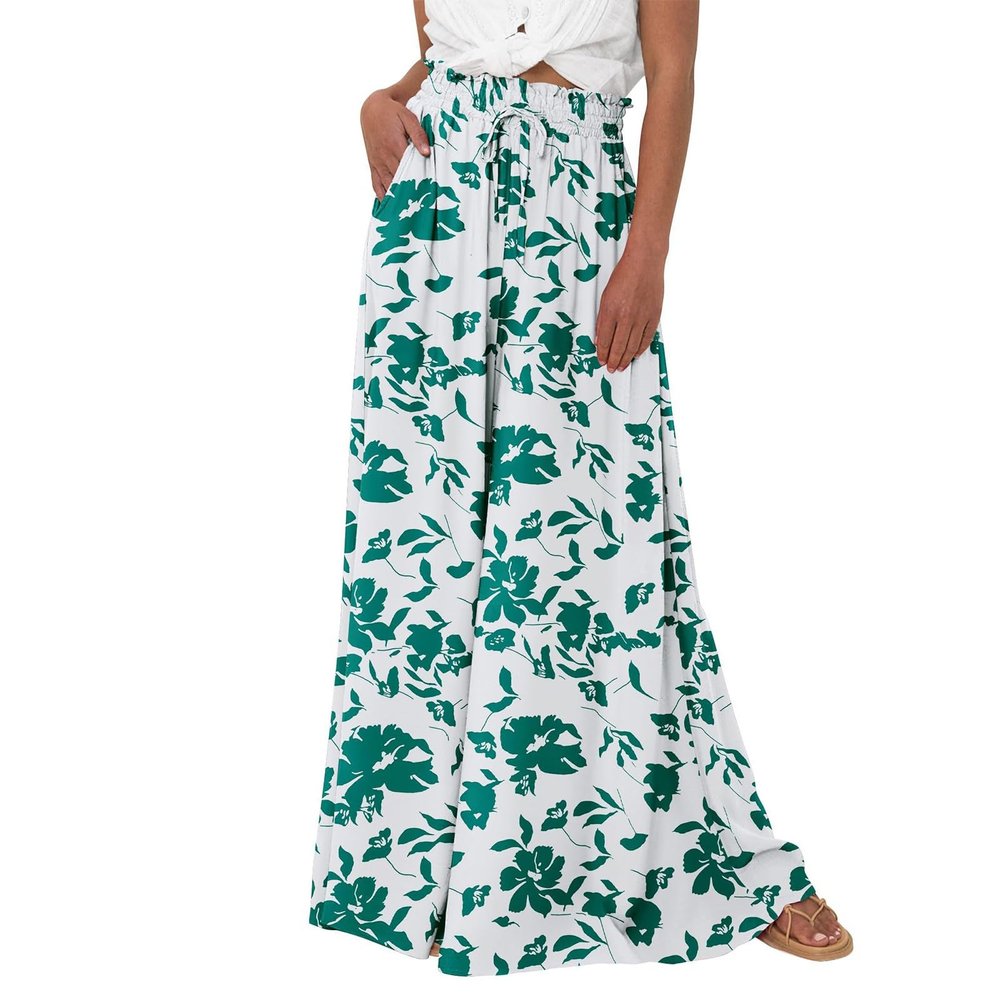 Womens Pant Yoga Clothes with Pockets Cotton Linen Floral Printed Pants Business Casual Stretch Pull On Work Office Dressy Leggings Comfort Wear Slim Ankle Pant Green
