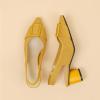 Women's Knitted Elastic Strap Slingback Chunky Heels Pumps Comfortable Breathe Closed Pointed Toe mid Block Heel Sandals Casual Party Dress Work Office Heels (5,Yellow) view 4