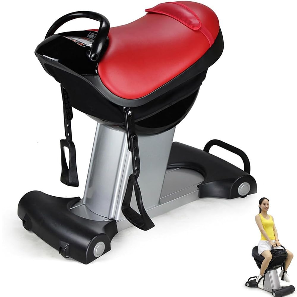 KJLYLPP Home Gym Horse Riding Machine, Hip Assist Exercise Equipment, Electric Horse Riding Simulator, Plug-in Horse Riding Machine, 20 Gears & 3 Programs Available (Red )