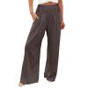 midelxp Wide Leg Linen Pants Women Summer Casual High Waisted Palazzo Pants Cotton Wide Leg Trouser Lounge Pants with Pockets Baggy Lightweight Pants Comfy Pull on Work Pants Summer Beach Pants view 1