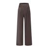 midelxp Wide Leg Linen Pants Women Summer Casual High Waisted Palazzo Pants Cotton Wide Leg Trouser Lounge Pants with Pockets Baggy Lightweight Pants Comfy Pull on Work Pants Summer Beach Pants view 3