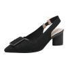 Women's Knitted Elastic Strap Slingback Chunky Heels Pumps Comfortable Breathe Closed Pointed Toe mid Block Heel Sandals Casual Party Dress Work Office Heels (5,Black) view 1