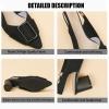 Women's Knitted Elastic Strap Slingback Chunky Heels Pumps Comfortable Breathe Closed Pointed Toe mid Block Heel Sandals Casual Party Dress Work Office Heels (5,Black) view 2