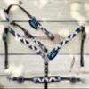 MOUSM Western Style Leather Headstall and Breast Collar with Wither Strap Tack Set for The Horse view 2