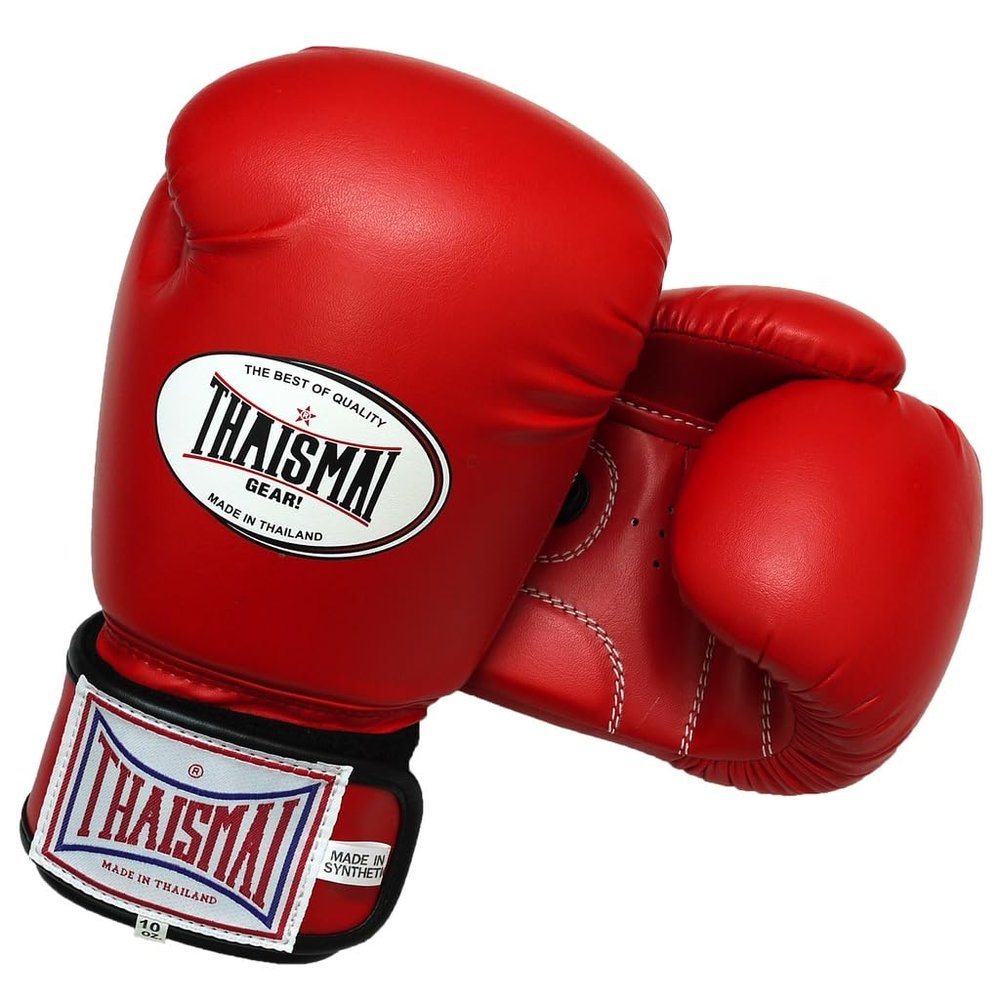 Thaismai Muay Thai Style Boxing Gloves Polyurethane Synthetic Leather Material Red Color (12)