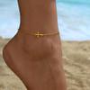 NONAMOIS Ankle Bracelets for Women Dainty 18K Gold Plated Anklet Cross Satellite Chain Anklet Bracelet Waterproof Beach Simple Foot Jewelry view 3