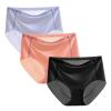 HEJIGOOD 3 Pack Womens Briefs Underwear No Show Seamless Mid Waisted Hipster Ice Silk Stretchy Soft Ladies Panties M-XXL (Blue/Red/Black,Medium)