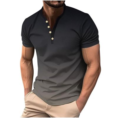 prime of day men Polo Tees for Men 2024 Fashion Summer Casual Short Sleeve Henley Shirts Loose Fit Print Pullover Tops Gym Workout mens linen shirts short sleeve Peime s Multicolor XL