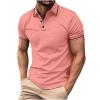 2024 Men's Polo Shirts Short Sleeve Solid Short Sleeve Button Up Shirt Loose Fit Golf Top Trendy Outfits Clothing 2024 Shirts Men Peime s Watermelon Red L view 1