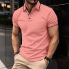 2024 Men's Polo Shirts Short Sleeve Solid Short Sleeve Button Up Shirt Loose Fit Golf Top Trendy Outfits Clothing 2024 Shirts Men Peime s Watermelon Red L view 2