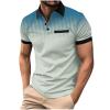 Mens Polos Short Sleeve Causal Loose Button Down Golf Shirts Summer Fashion Workout Tee Tops Trendy Clothes 2024 Men t Shirts Light Blue L view 1