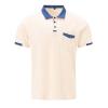 Mens Golf Polo Shirts Loose Fit Short Sleeve Striped Color Block Shirt Summer Casual Quarter Zipper Henley Tops Men's Athletic Shirts & tees Peime s Beige L view 2