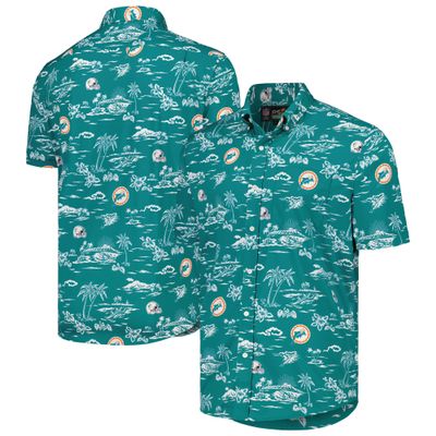 Reyn Spooner Men's Aqua Miami Dolphins Throwback Kekai-Print Button-Up Shirt, 3X-Large