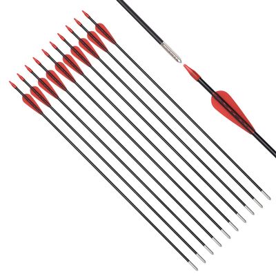 Fiberglass Arrows Archery 26 Inch Target Shooting Practice Safetyglass with Red Spots Vanes for Recurve Bows Suitable for Youth Children Woman Beginner 12 PCS