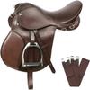 Leather Ride English Saddle All Purpose Leather Riding Trail Show Horse Saddle with Full Tack Size-14'' Seat to 18'' Seat 20 (15" Inche Seat) view 1
