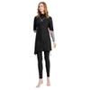 Women Modest Muslim Swimsuits Islamic Arabic Swimwear Burkini Tankini Sets Womens Long Sleeve Top Pants with Hijab Swim Cap Wetsuit 3 Piece Rashguard Surfing Beachwear Bathing Suits Black Gray S view 3