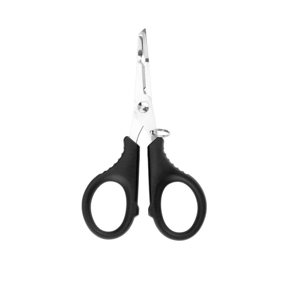 EYAKEG Multifunctional Fishing Plier Fish Hook Remover Cutter Scissors with Hooked Tip Practical Fishing Tool Durable Stainless Steel Fish Hook Remover Multifunctional Fishing Tool Accessory, Black