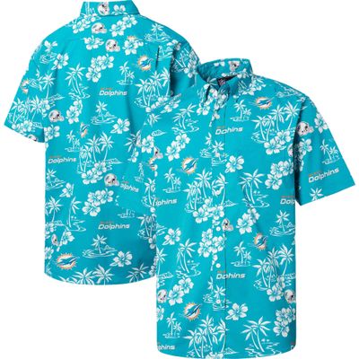 Reyn Spooner Men's Aqua Miami Dolphins Kekai Button-Up Shirt, Medium