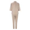 NineFit Basics Women's 2 Piece Business Casual Office Work Suit Set Long Sleeve Open Front Shawl Collar Blazers Jacket Drawstring Straight Leg Lounge Dress Pants Trousers Work Wear Set, Medium view 3