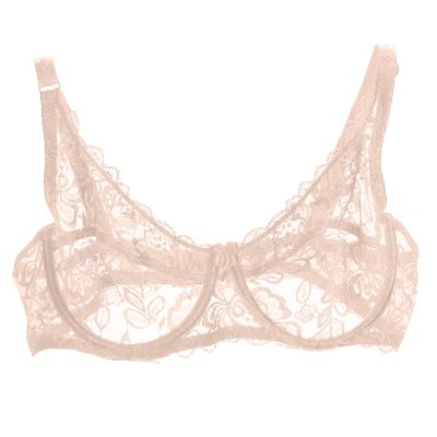 Akklian Womens Sexy Lace Balconette Bralette Unlined Underwire Bra S-XL Hot Pink