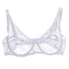 Akklian Womens Sexy Lace Bra Mesh Exquisite Embroidery Sheer Balconette See-Through Bralette Unlined Underwire Bra S-XL, Large White view 1