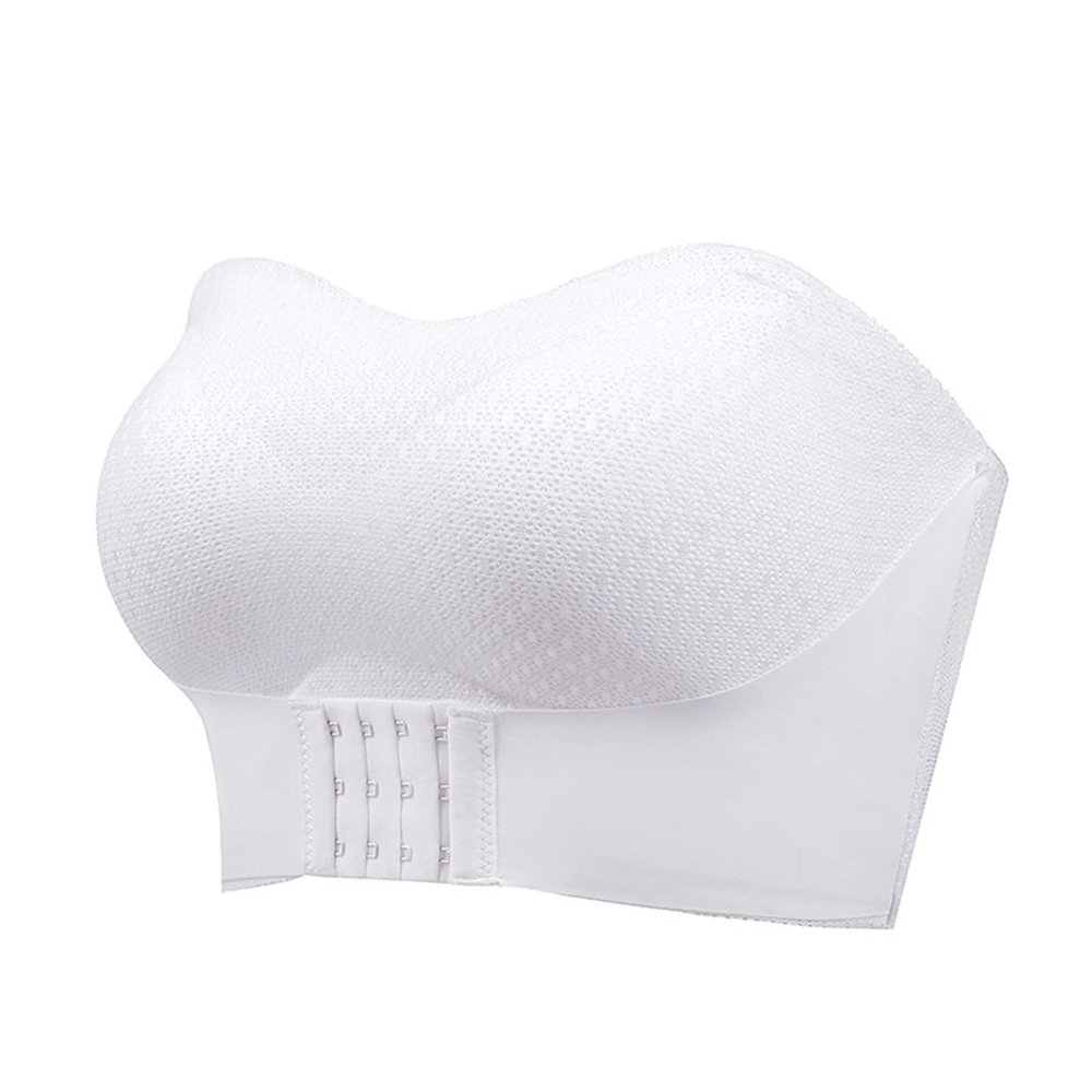 Akklian Front Buckle Mesh Breathable Bandeau Bra for Women Shaping Wireless Bralettes Tube Top Bra Strapless Bras Push Up White
